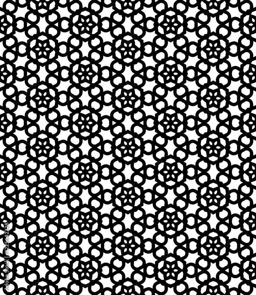 Black and white seamless abstract pattern. Background and backdrop. Grayscale ornamental design. Black and white seamless abstract pattern. Background and backdrop. Grayscale ornamental design.