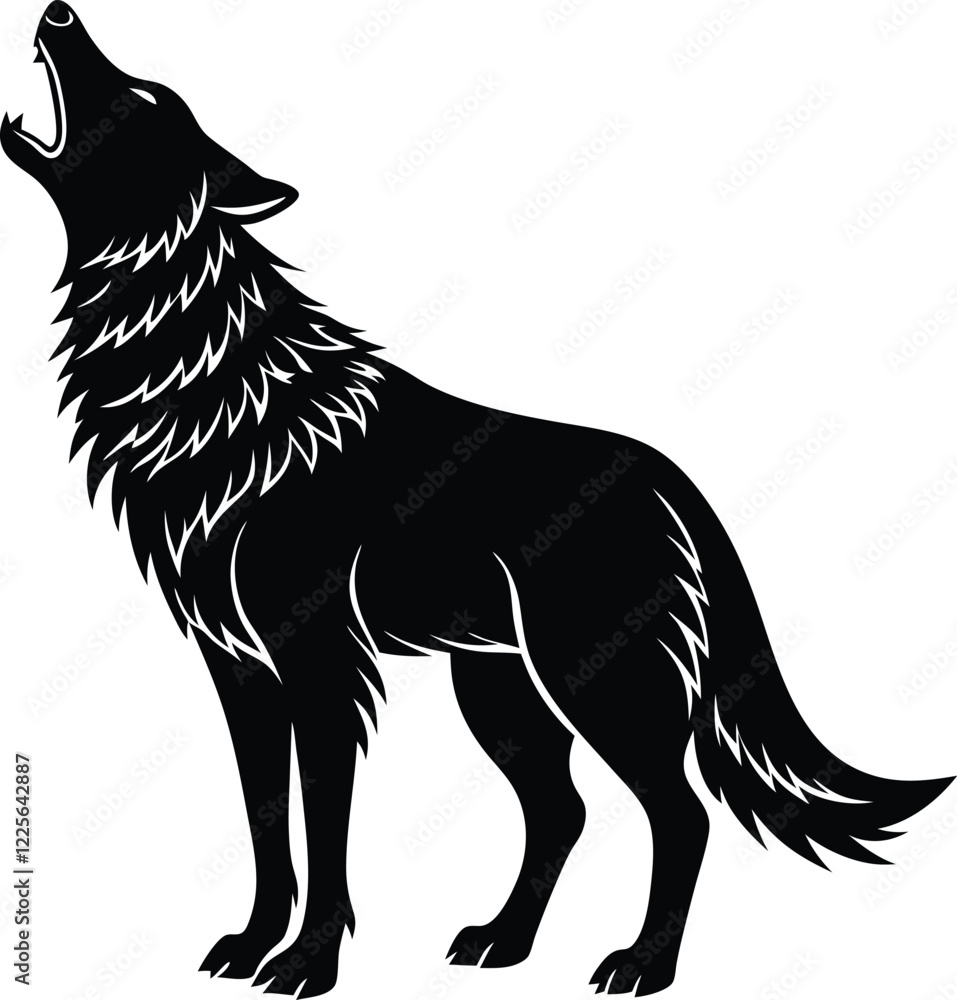 Wolf howling silhouette vector illustration Wolf howling silhouette vector illustration