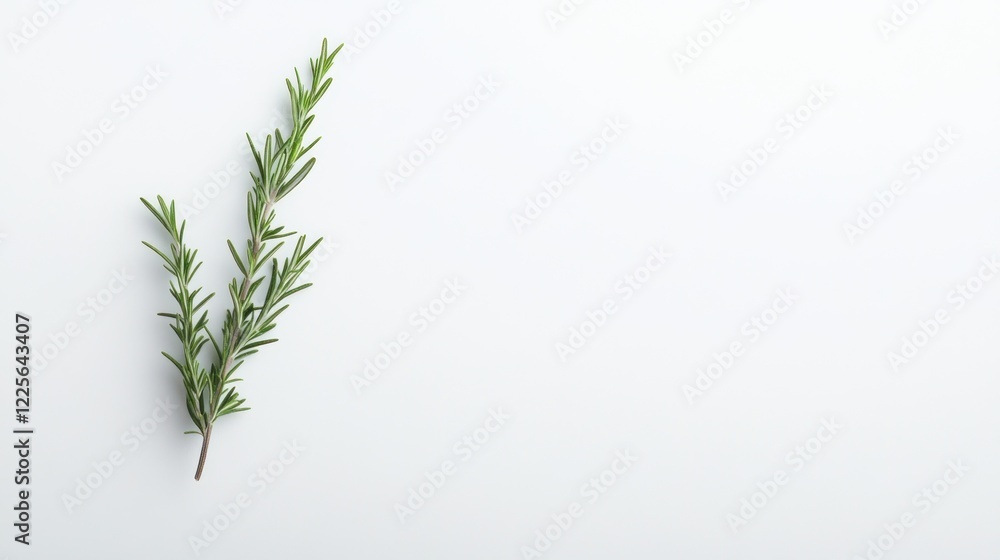 Fototapeta premium Fresh rosemary sprig on white background, cooking recipe design