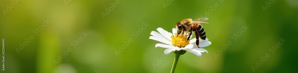 Wild bee collecting pollen from a single white flower, pollen, wild, nature Wild bee collecting pollen from a single white flower, pollen, wild, nature