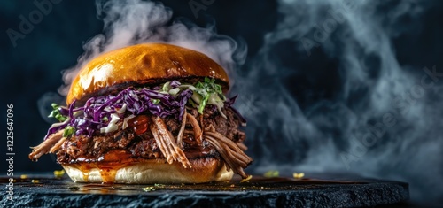 Mouthwatering Pulled Pork Burger with Coleslaw photo