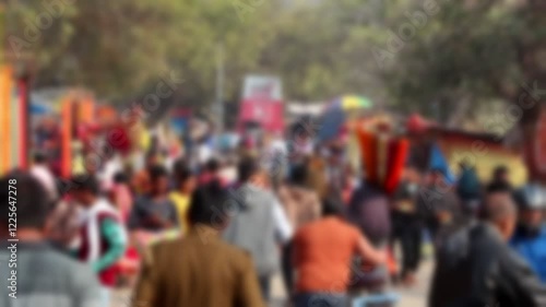 Wallpaper Mural Blurred view of devotees visiting Kumbh Mela festival in Pryagraj, Allahabad, India. Torontodigital.ca