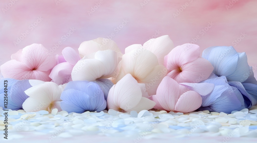 Delicate Soft Petals in Pastel Shades on a Light Background Delicate Soft Petals in Pastel Shades on a Light Background