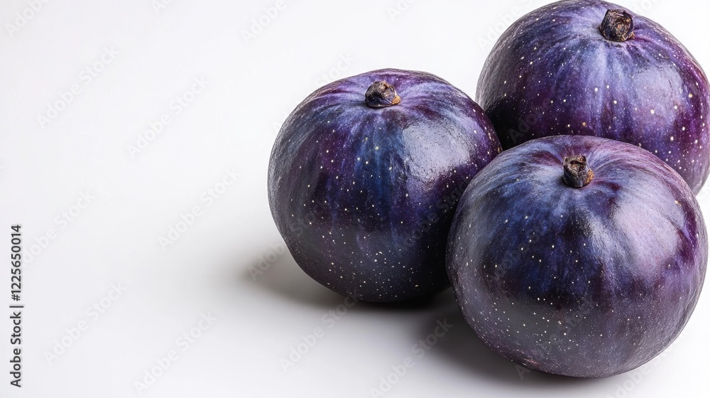 Fresh Purple Fruit on White Background with Textured Surface Fresh Purple Fruit on White Background with Textured Surface