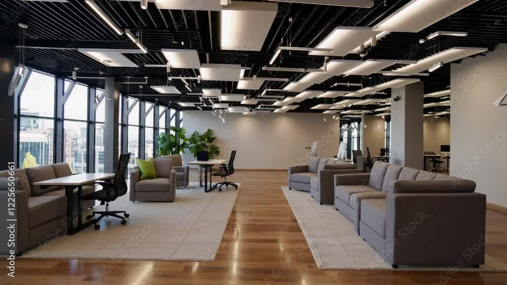 A sleek and sophisticated 4K depiction of a modern office interior, designed with clean lines and a minimalist aesthetic. A sleek and sophisticated 4K depiction of a modern office interior, designed with clean lines and a minimalist aesthetic.
