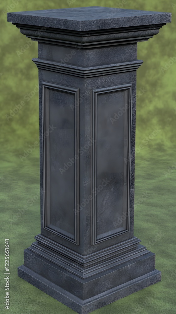 Elegant Grey Stone Pedestal Column 3D Render Elegant Grey Stone Pedestal Column 3D Render