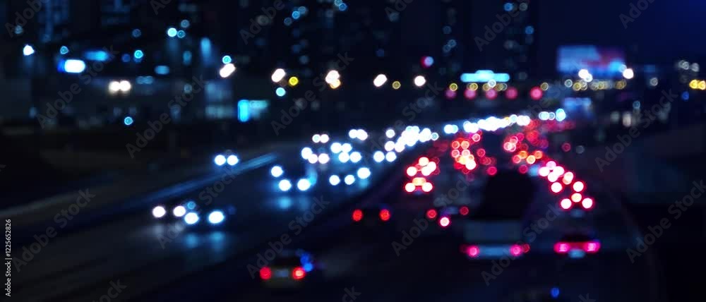 Car traffic on busy highway rush hour