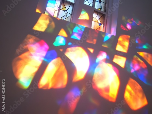 Vibrant Rainbow Stained Glass Window Light Projections