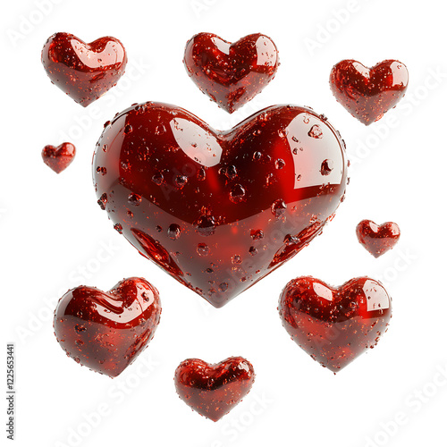 red hearts on white background