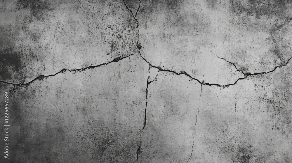 Fototapeta premium Aged Concrete Wall with Deep Cracks - Stunning Architectural Texture