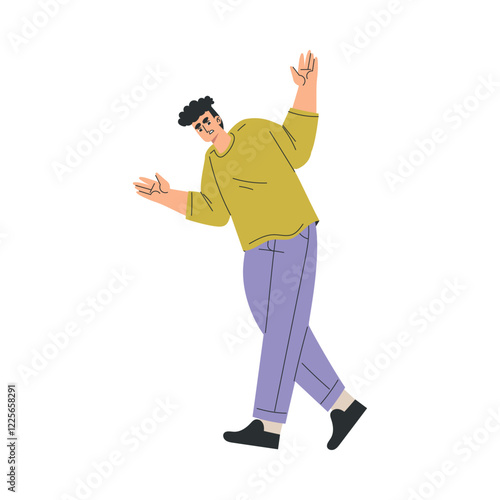 Angry Man Character Standing and Scolding Vector Illustration