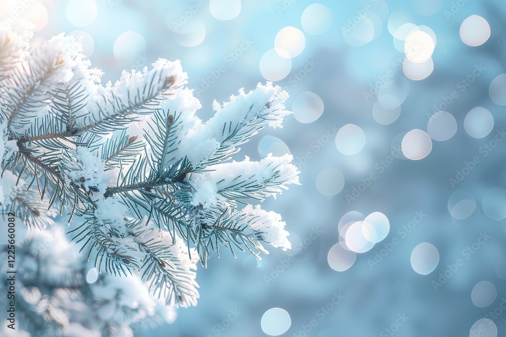 magical winter background with frosted spruce branches snow drifts and twinkling lights photography, Frosty Pine Branch Against a Blue Sky With Bokeh magical winter background with frosted spruce branches snow drifts and twinkling lights photography, Frosty Pine Branch Against a Blue Sky With Bokeh