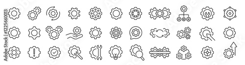 Gear settings icon set. Mechanism cogwheel symbols collection. Vector icons set