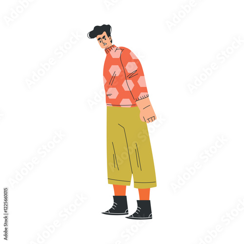 Angry Man Character Standing and Scolding Vector Illustration