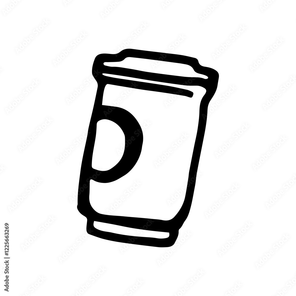 Fototapeta premium coffee cup vector illustration, black outline on white background