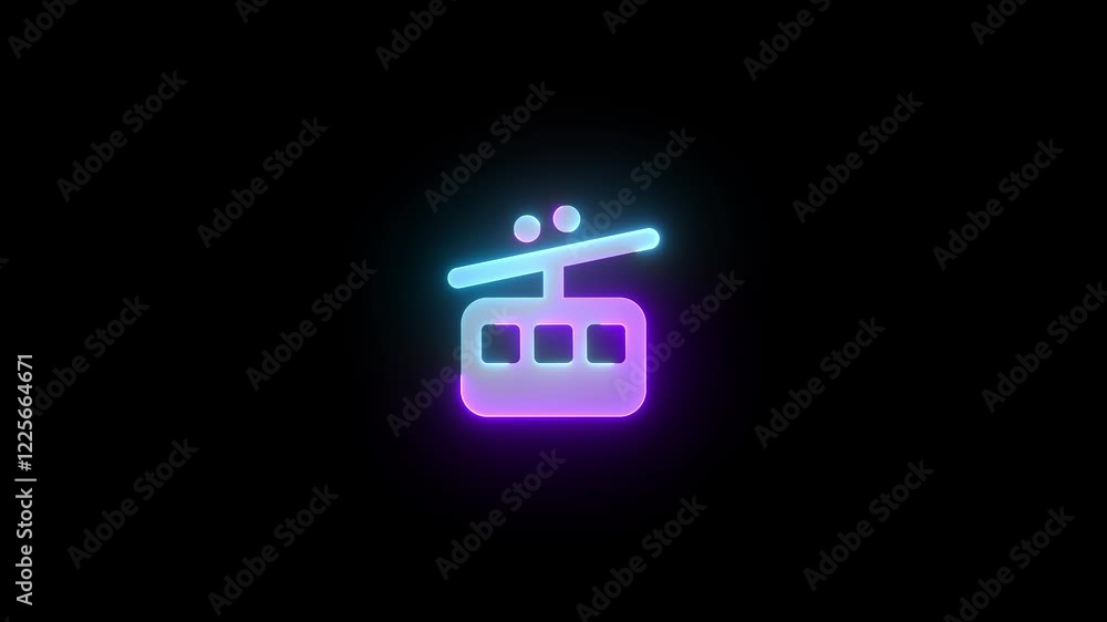 Cable car icon glowing neon cyan purple gradient color animation Cable car icon glowing neon cyan purple gradient color animation