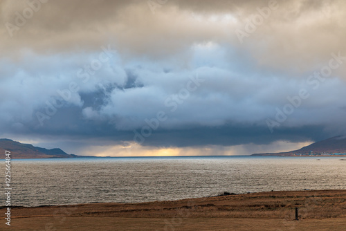 Obraz na płótnie Autumnal landscape at Beached whalers Hvalfjordur on the west coast of Iceland w salonie
