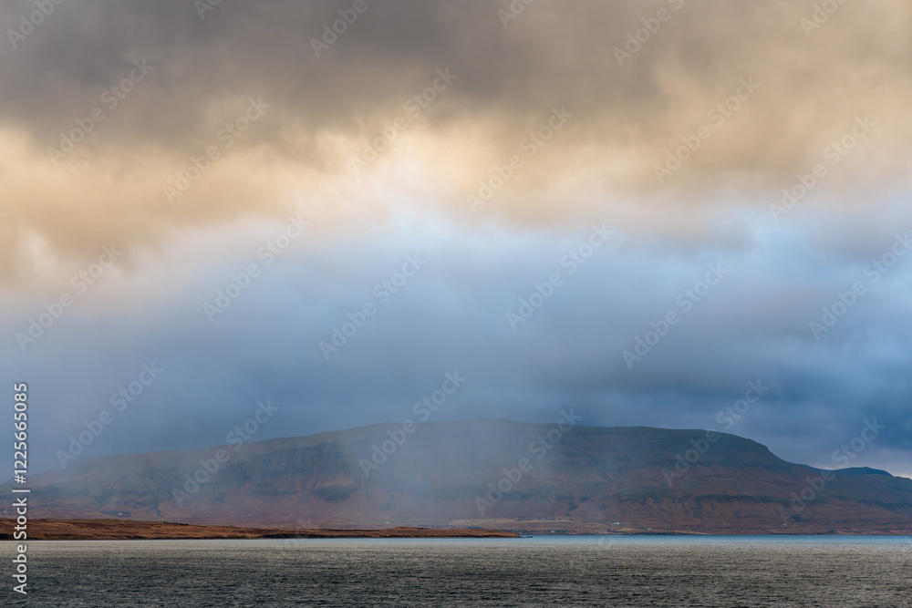 Autumnal landscape at Beached whalers Hvalfjordur on the west coast of Iceland