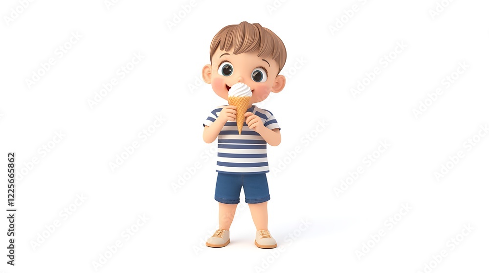 boy eating ice cream cone isolated on white background boy eating ice cream cone isolated on white background