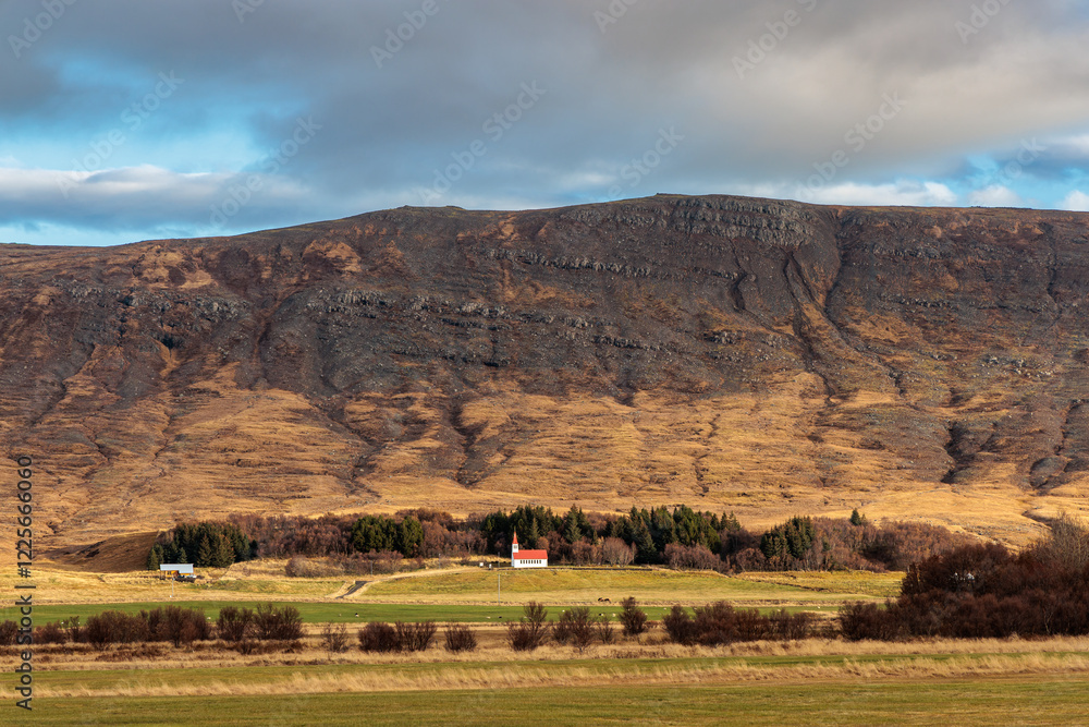 Lundarkirkja Church on the west coast of Iceland