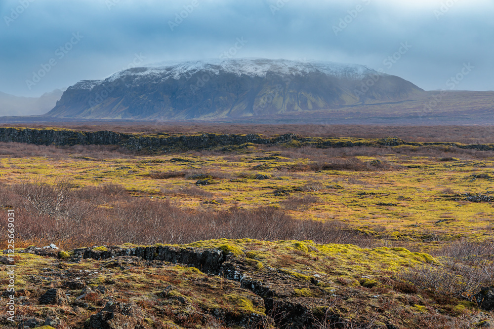 The area around Lake Thingvallavatn in the west of Iceland