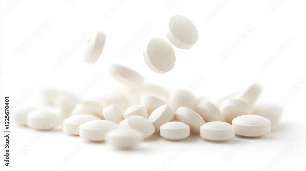 Close-up of White Pills, Medical Treatment Close-up of White Pills, Medical Treatment