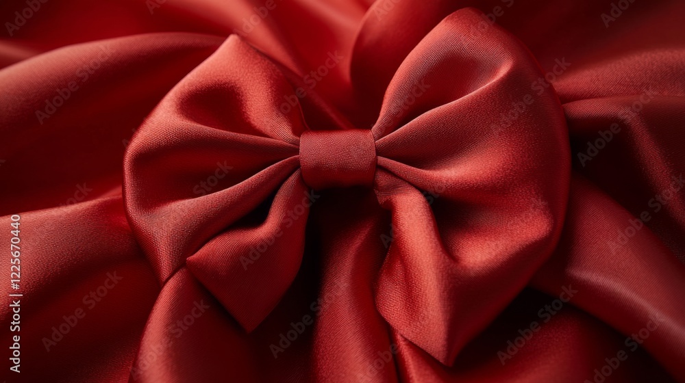 Stunning Red Satin Fabric with Exquisite Bow Detail Stunning Red Satin Fabric with Exquisite Bow Detail