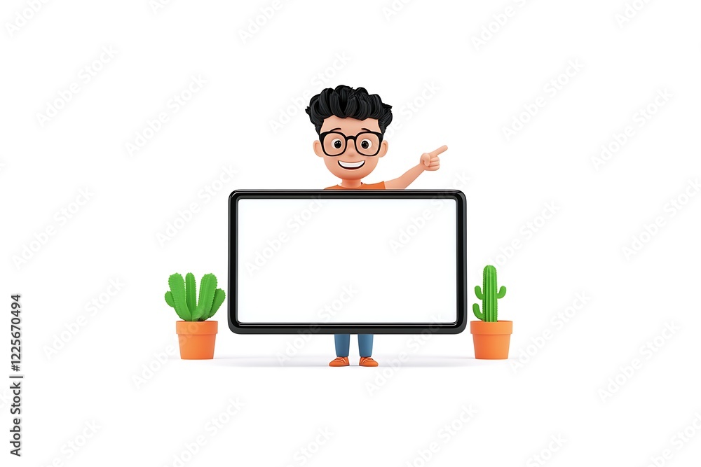 man pointing to computer screen smiling isolated on white background man pointing to computer screen smiling isolated on white background