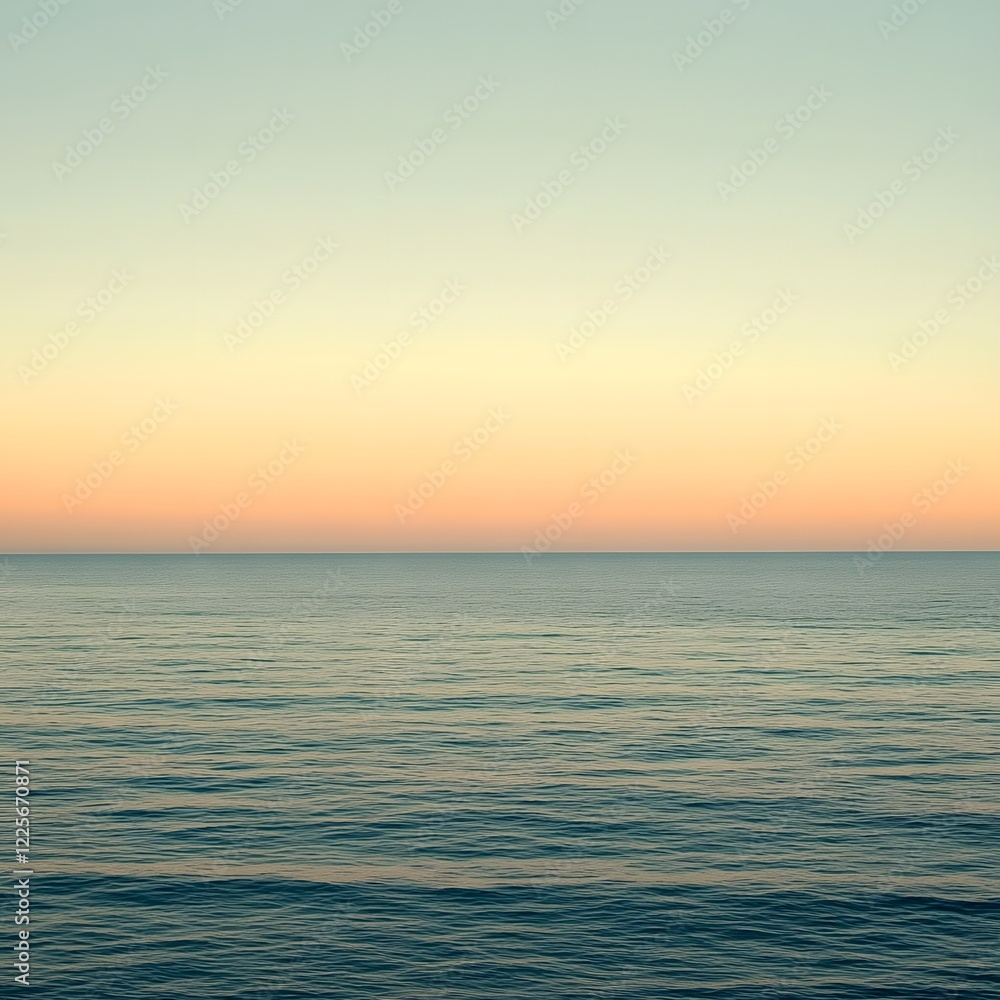 Obraz premium Serene Ocean Sunset: Calm Sea and Pastel Sky