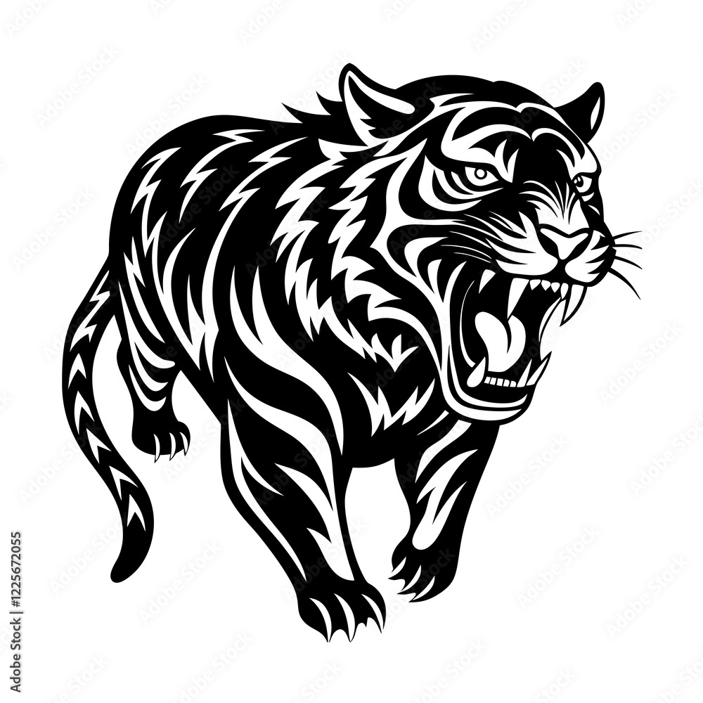 Tiger silhouette Roaring Vector Illustration Tiger silhouette Roaring Vector Illustration
