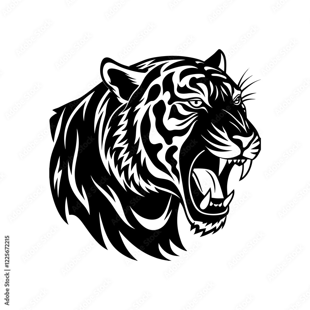 Tiger silhouette Roaring Vector Illustration Tiger silhouette Roaring Vector Illustration