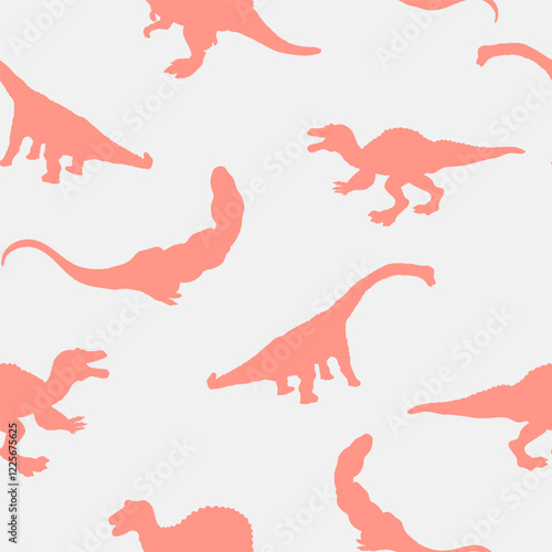 Cartoon Dino Pattern, Dinosaurus Drawing Print. Vector