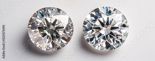 Shimmering round cut diamonds on a pristine white backdrop