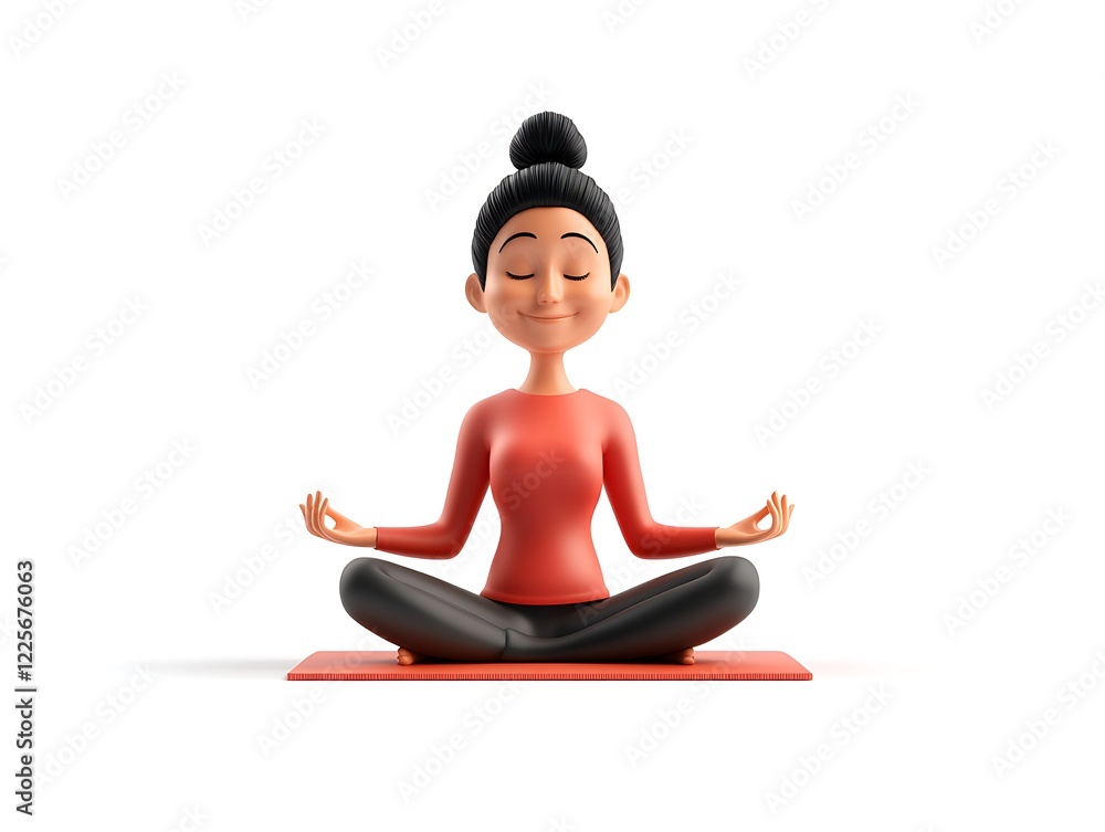 woman meditating sitting on yoga mat isolated on white background woman meditating sitting on yoga mat isolated on white background