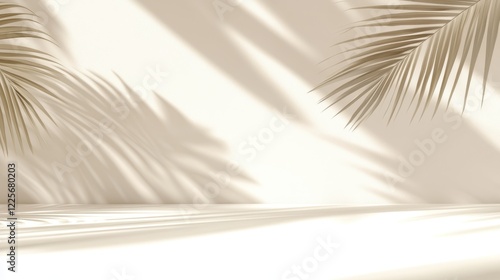 Tropical Shadow Elegant Palm Frond Shape Soft White Background