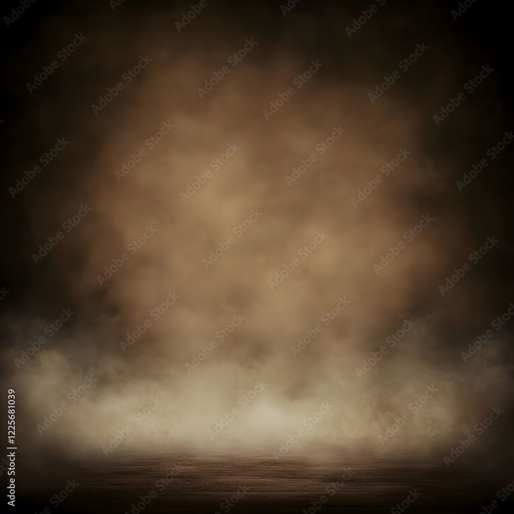 Fototapeta premium Dark Brown Foggy Background Studio Dramatic Smoke Texture