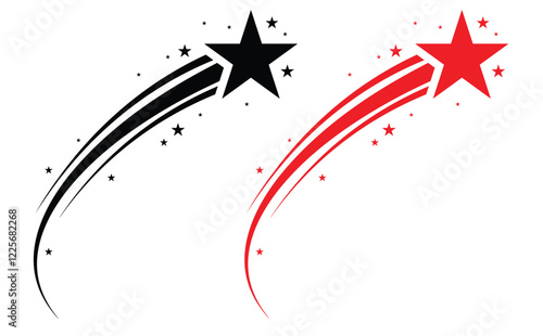 Abstract Falling Star Vector, Shooting Star with Elegant Star Trail on White Background. eps10