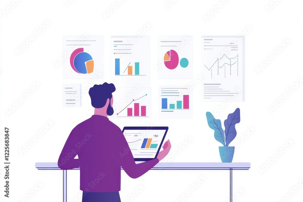 Businessman using tablet analyzing sales data and economic growth graph chart. Business Businessman using tablet analyzing sales data and economic growth graph chart. Business