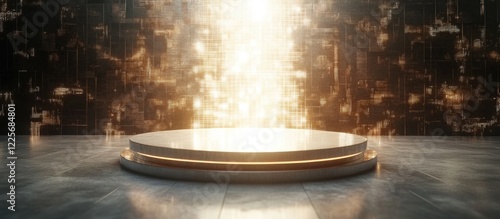 Futuristic Fantasy Stage with Glowing Background and Empty Space for Custom Text or Product Display