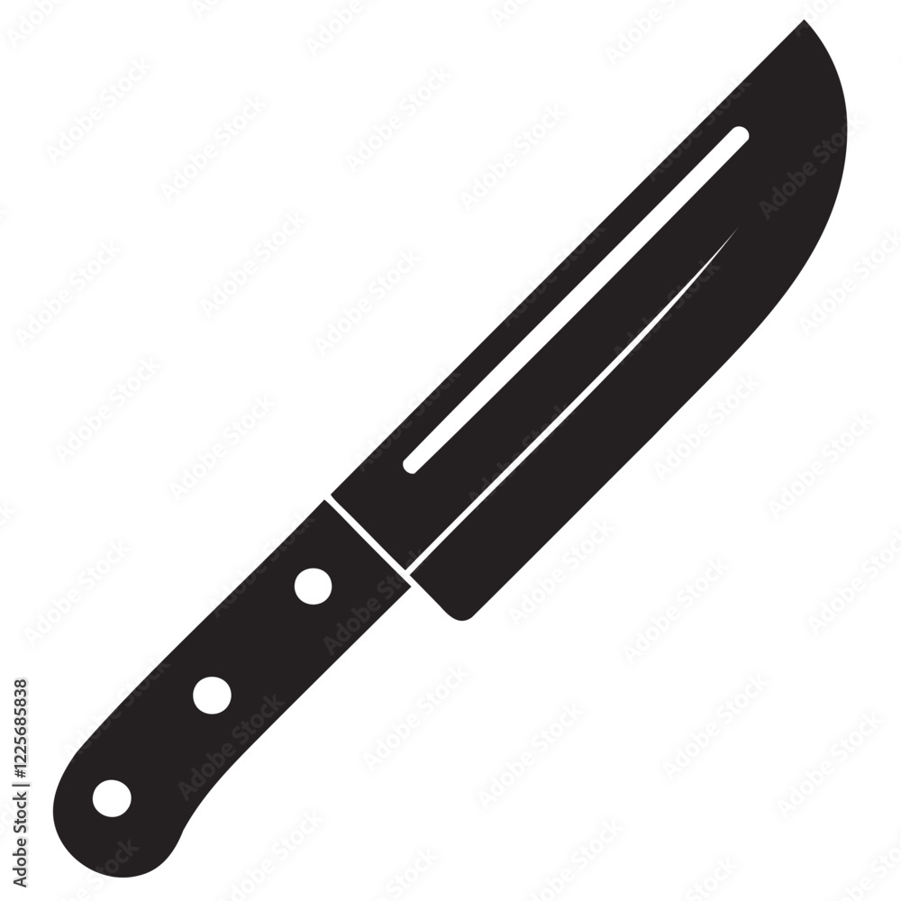 Minimalist Knife Silhouette Cutting Tool Icon on Transparent Background Minimalist Knife Silhouette Cutting Tool Icon on Transparent Background