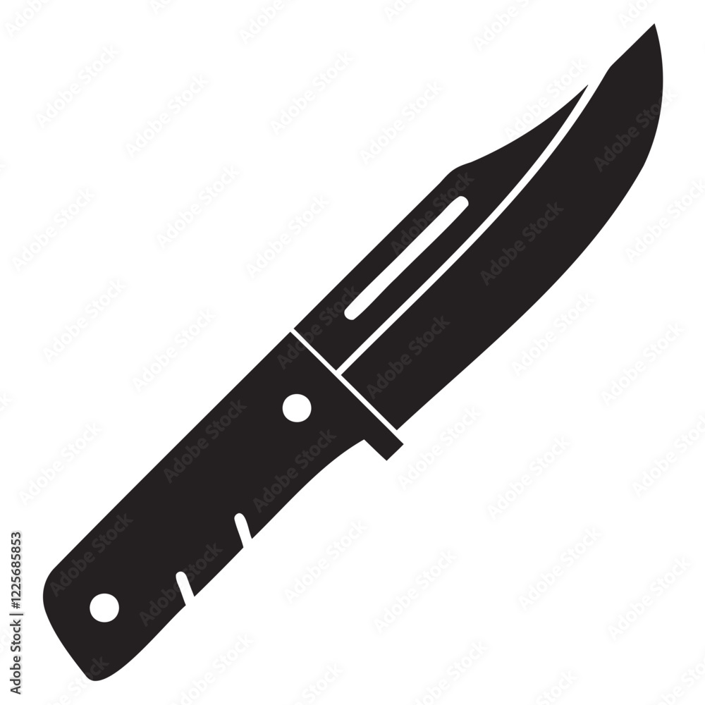 Minimalist Knife Silhouette Cutting Tool Icon on Transparent Background Minimalist Knife Silhouette Cutting Tool Icon on Transparent Background