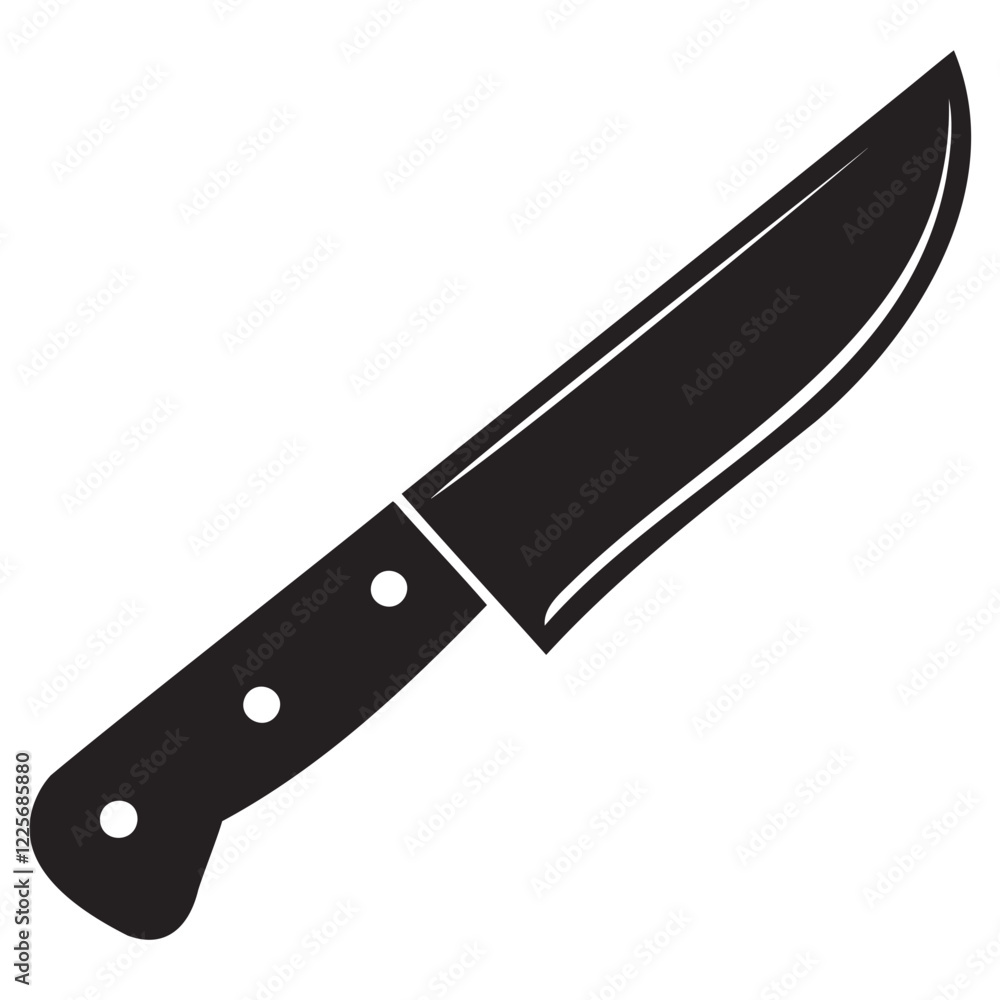 Minimalist Knife Silhouette Cutting Tool Icon on Transparent Background Minimalist Knife Silhouette Cutting Tool Icon on Transparent Background