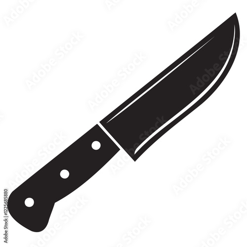 Minimalist Knife Silhouette Cutting Tool Icon on Transparent Background