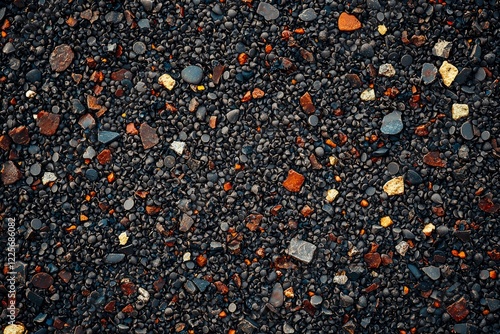 Dark Pebbles and Smaller Stones Scattered Together