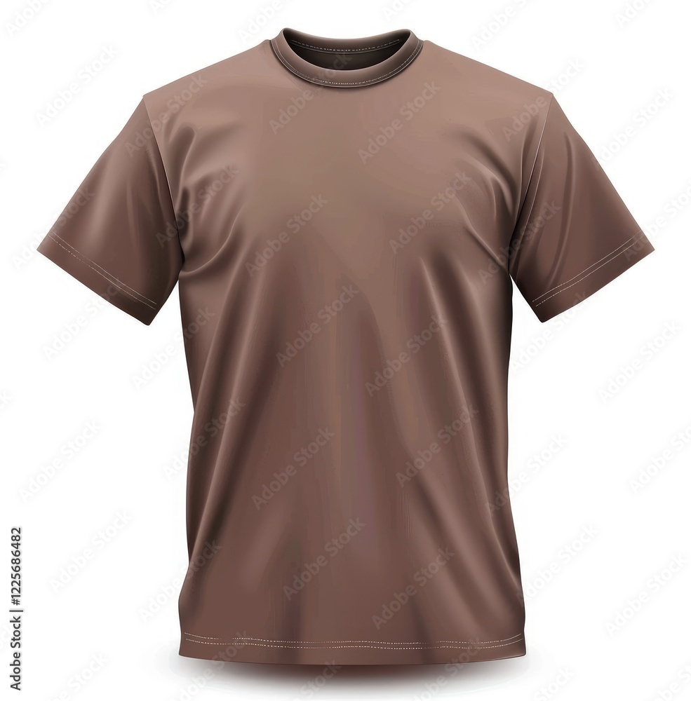Simple Brown T-Shirt Mockup with Front View on White Background for Apparel Design and Product Presentation Simple Brown T-Shirt Mockup with Front View on White Background for Apparel Design and Product Presentation