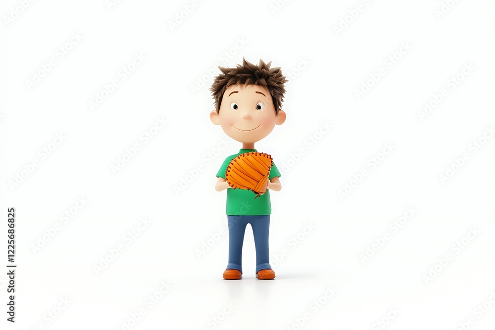 boy standing with baseball glove looking ready isolated on white background boy standing with baseball glove looking ready isolated on white background