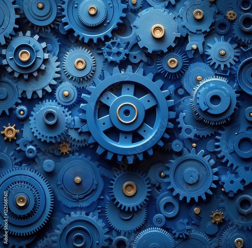Wallpaper Mural Intricate blue gears and cogs illustrating mechanical complexity and engineering Torontodigital.ca