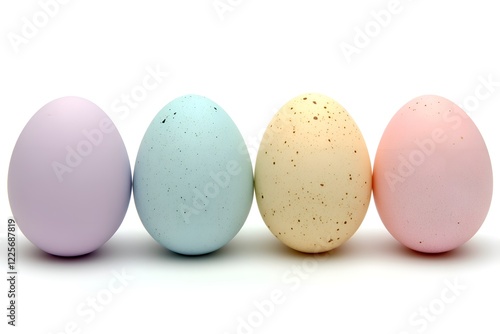 Easter eggs pastel color on white background. photo