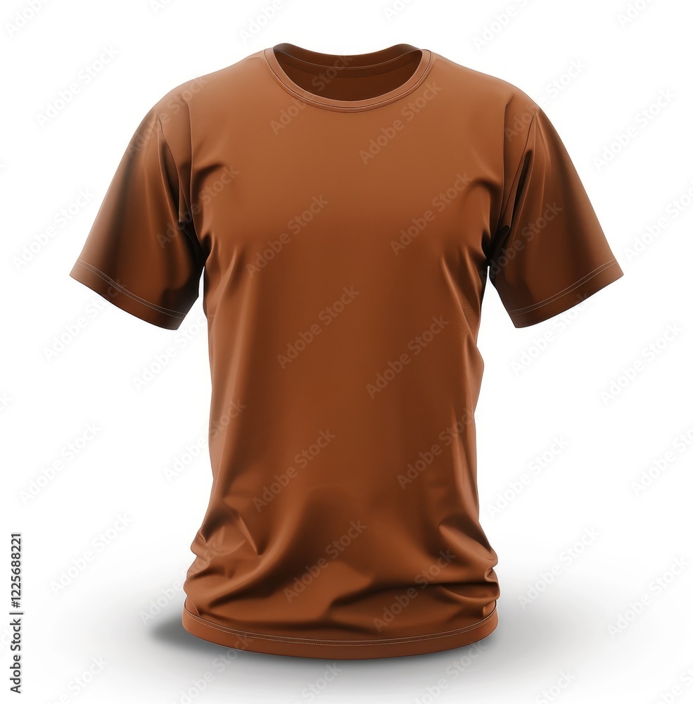 Professional Front View of Brown T-Shirt Mockup on White Background for Graphic and Apparel Design Professional Front View of Brown T-Shirt Mockup on White Background for Graphic and Apparel Design