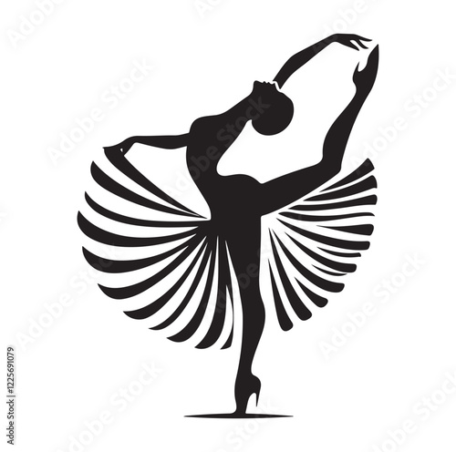Cancan dancer pose silhouette vector illustration
